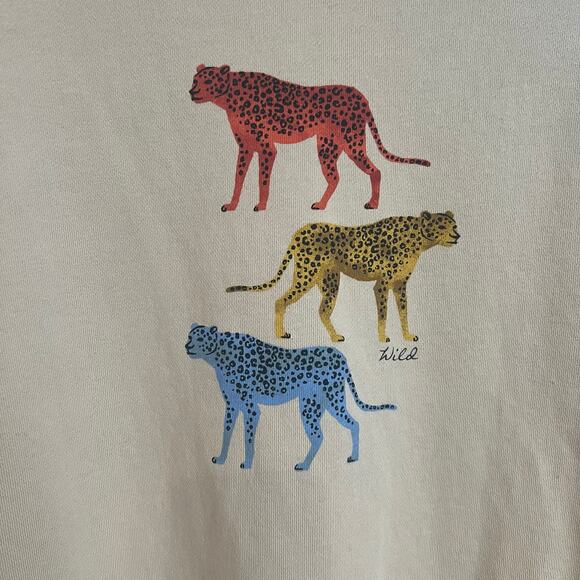 Pact Cheetah Crewneck Sweater Women Large XL Wild Pullover Sweatshirt Cat Animal - Picture 2 of 7